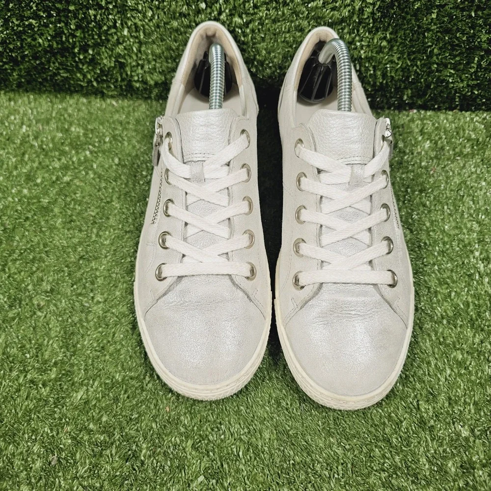 Paul Green Addie Metallic Silver Athletic Zip Up Comfort Sneakers Womens US 7.5
